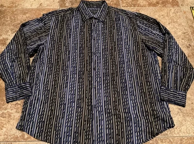 JHANE BARNES WOVEN GEOMETRIC LONG SLEEVE DRESS SHIRT ( MENS XXL ) PREOWNED - Image 1 of 4