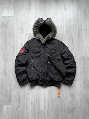 Vintage LGB Japan Style Fur Faux Alpha N-2B Black Bomber Jacket Rare - Image 1 of 4