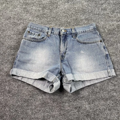 Pantalones Cortos De Colección Levi’s 577 Para Mujer’s 8 Azul Cintura Alta Mamá Corte Puños Años 90 EE. UU. Foto 1 de 4