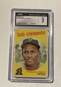 1959 Topps Roberto Clemente Card CGC Graded 2 Good Cash Back !!!! - Picture 1 of 2