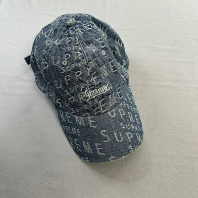 Supreme варп жаккард логотипы джинсовой ткани 6-панельная шляпа - Изображение 1 из 4