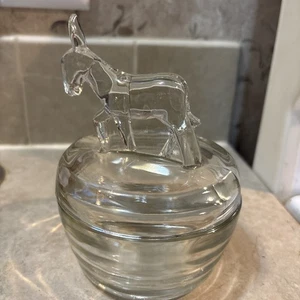 vintage Jeanett Clear Glass Donkey Burro Trinket Box - Picture 1 of 9