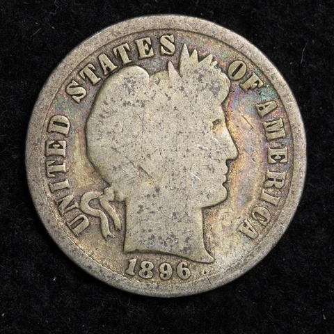 1896 Silver Barber Dime GOOD FREE SHIPPING Cover