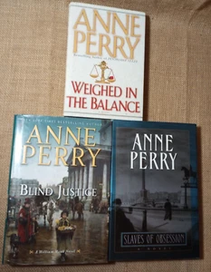 Anne Perry Books (3) Slaves of Obsession/Weighed in Balance/Blind Justice HC/DJ - Picture 1 of 9