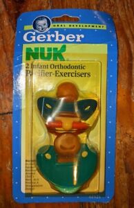 NEW! Vintage 1991 Gerber NUK 2 Pack Infant  Orthodontic Pacifier-Exercisers 