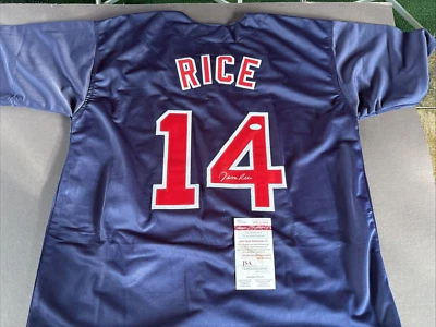 Camiseta deportiva Jim Rice autografiada firmada de los Medias Rojas de Boston personalizada XL - Testigo de la JSA Foto 1 de 4