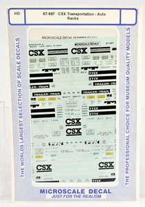 MICROSCALE HO SCALE 87-697 CSX TRANSPORTATION AUTO RACK DECAL - Picture 1 of 1