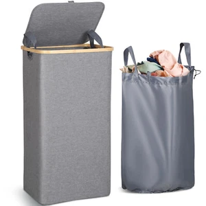Wäschekorb 105L Wäschesammler Wäschebox mit Deckel Schmutzwäschebehälter Stoff - Bild 1 von 8