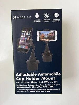 Macally Adjustable Car Cup Holder Mount Cell Phone, iPhone Rotating Holder NEW - Image 1 of 4