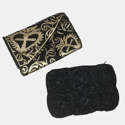 Monedero de colección 2 bolsas pequeñas ganchillo negro más bolsas vírgenes santos ángeles Foto 1 de 4