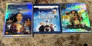 blue ray movies Disney Lot Collection Moana Frozen Pocahontas N Pocahontas II - Imagen 1 de 4