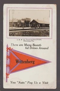 Wittenberg WISCONSIN RPPC c1910 DEPOT TRAIN STATION CNW RR nr Wausau Eland WI KB - Picture 1 of 3
