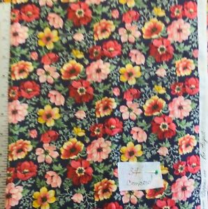 Poppies are for August Floral Cotton Fabric 34 Inches