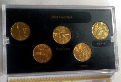 2001 GOLD EDITION 50 State Quarter Set w/Box and COA 24k Gold Layered*MINT* - Image 1 of 2