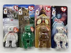 Ty Beanie Babies Glory America, Britannia England, Erin Ireland, Canada On Card - Picture 1 of 9
