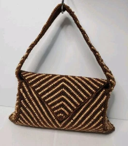 Vintage K C Malhan Perlen Handtasche Made in India 100% Viskose innen - Bild 1 von 11
