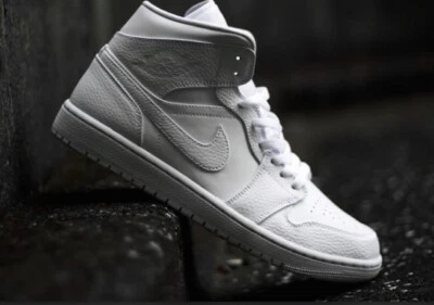 Nike Air Jordan 1 Mid Retro Triple White Men’s Size 11 - (554724-130) - Image 1 of 4