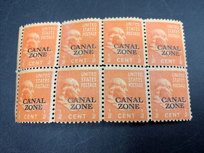 Canal Zone stamp block US postage ½ cent half Block of 8 unused - Image 1 of 4