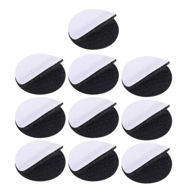 10Pcs Hook & Loop Sticky Self Adhesive Round Dots 6x6cm Circles Magic Tape Black - Image 1 of 4