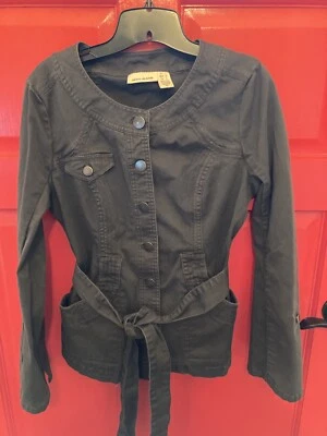 Chaqueta cargo DKNY JEANS vintage con cinturón gris oscuro botones lengüeta enrollable mangas grande Foto 1 de 4