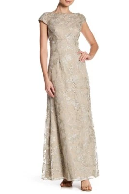 NWT JS Collections Beaded Gold Long Dress Gown 866184 Gold Women's 6 $345 - Image 1 of 2
