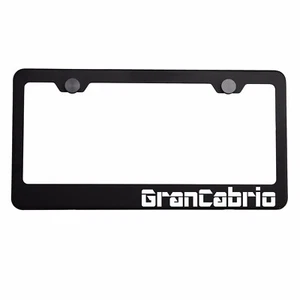 Matte Black License Plate Frame Chrome GranCabrio Laser Etched Metal Screw Cap - Picture 1 of 7