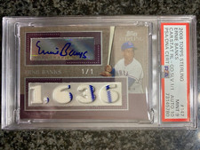 2008 Topps Sterling Career Stats Quad Relic Ernie Banks Jersey Auto #1/1 PSA 9