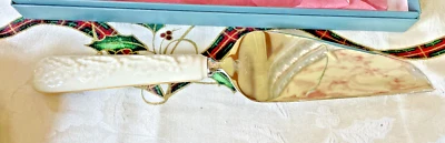 Lenox Holiday 12" Cake Knife Cream Handle With Box Christmas - Image 1 of 2