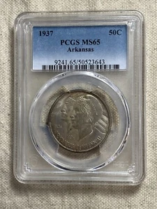 1937 Arkansas Commemorative Silver Half Dollar MS65 PCGS Crusty Original - Picture 1 of 8