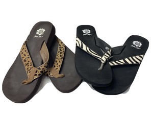 leopard print yellow box flip flops