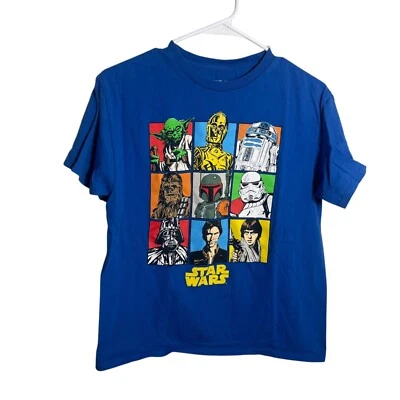 Camisa Disney Star Wars Niño Grande Azul Manga Corta Personajes Retratos Foto 1 de 4