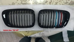 MIT M COLOR GLOSSY BLACK KIDNEY GRILLE BMW E46 2D 3 SERIES 1999-2002 - Picture 1 of 4