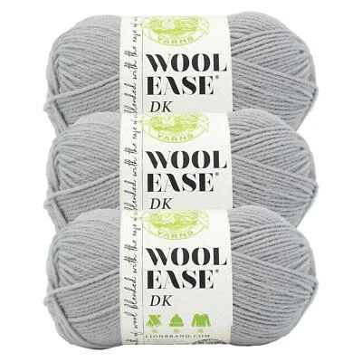 (3 Pack) Lion Brand Yarn 636-149AL Wool-Ease DK Yarn, Quiet Grey - Image 1 of 4