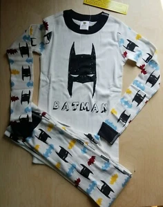 NWOT HANNA ANDERSSON BATMAN JUSTICE LEAGUE ORGANIC LONG JOHN PAJAMAS 140 10 - Picture 1 of 8