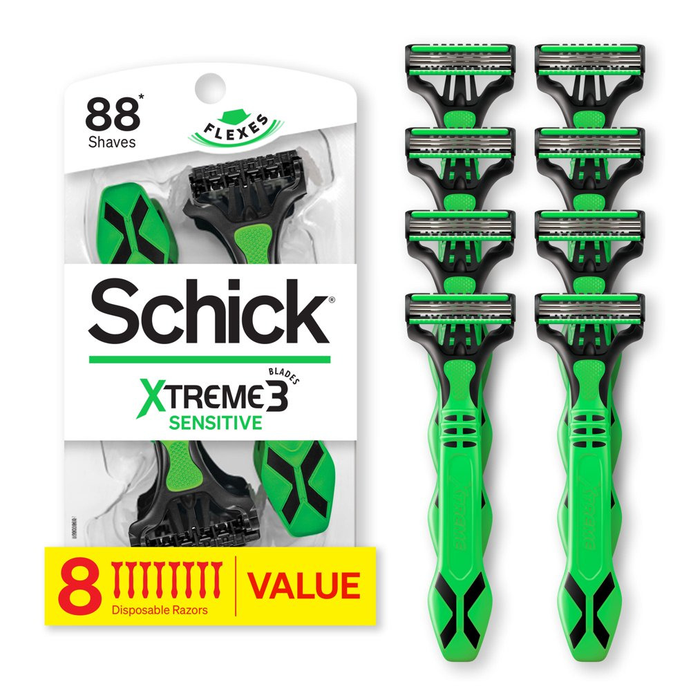 32 Count Schick Xtreme 3-Blade Sensitive Men'S Disposable Razors Formulated Aloe