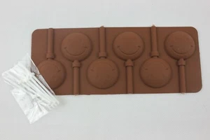 Silicone Smiley Lollipop Mould &Sticks Emoji Face Lolly Chocolate Fondant Candy - Picture 1 of 8