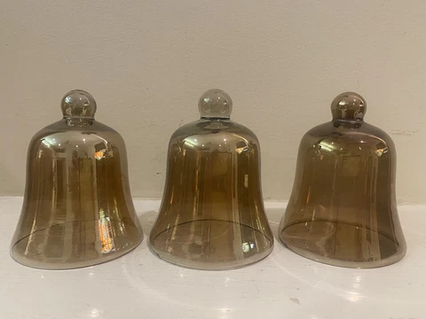 4" Vintage Copper Iridescent Blown Art Glass Peg Sconces for Candlesticks Cover