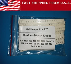 Capacitor Kit SMD 0603 Assorted Values 16 values x 20pcs = 320pcs - Picture 1 of 2