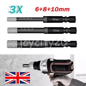 Diamond Tipped Dry Drill Bits Set 6mm 8mm 10mm For Porcelain Tile Ceramic Marble - Picture 1 of 10