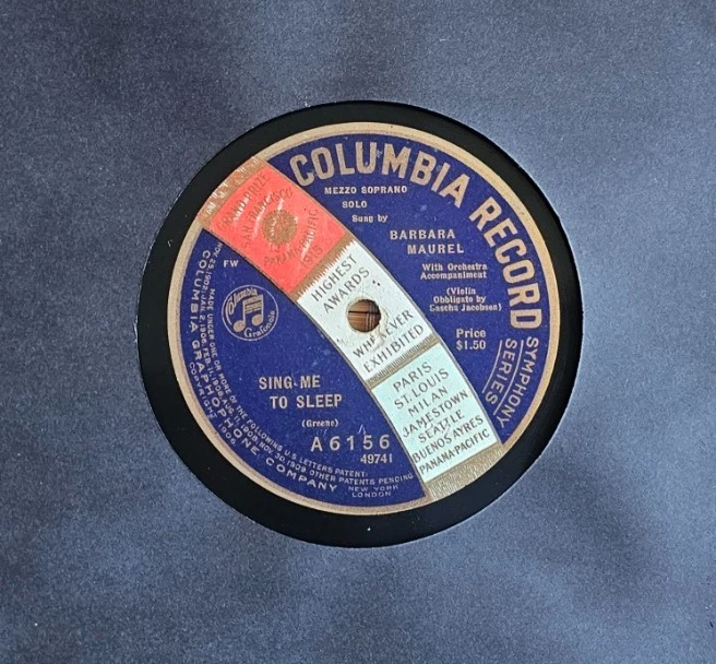 Barbara Maurel-Sing Me to Sleep/Fiddle and I-Columbia A6156-78 rpm HEAR B4U BUY! - Image 1 of 3