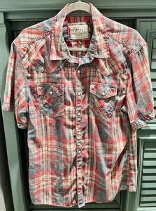 BKE Men's Short Sleeve Vintage Athletic Fit Shirt / Pearl Snap / Large - Picture 1 of 3