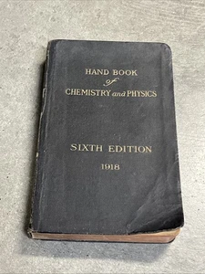 Pocket Hand Book of Chemistry & Physics Sixth Edition 1918 Chemical Rubber Co VG - Imagen 1 de 19