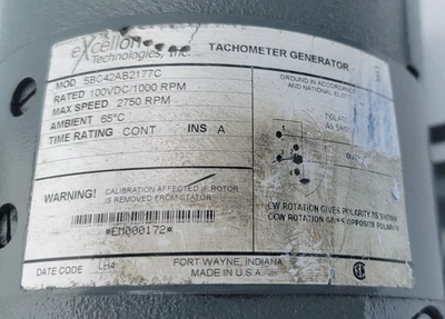 NEW GE/ EXCELLON 5BC42AB2177C Tachometer Generator, 100V DC - Image 1 of 4