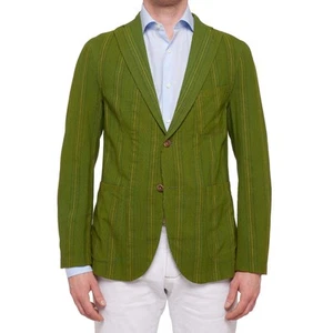 BOGLIOLI Galleria Lime Green Striped Wool-Silk-Linen Unconstructed Jacket 50 NEW - Picture 1 of 7