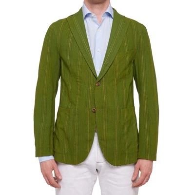 BOGLIOLI Galleria Lime Green Striped Wool-Silk-Linen Unconstructed Jacket 50 NEW - Image 1 of 4