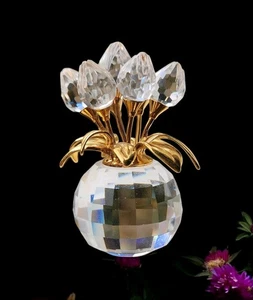 Retired Swarovski Crystal Memories Swan Logo Seven Tulips In A Vase Figurine  - Picture 1 of 13
