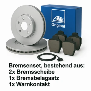 ATE Bremsensatz Bremsscheiben & Bremsbeläge & Warnkontakt  Hinten für BMW - Bild 1 von 12