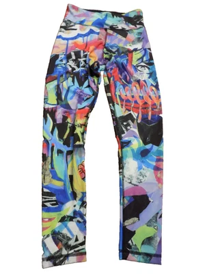 Reebok BOLD Colorblock Black purple blue red pink Speedwick Yoga Ankle Pants S - Image 1 of 4