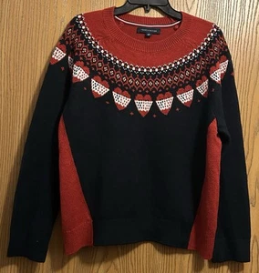 Tommy Hilfiger Damen Pullover Größe L schwarz rot Zopfmuster - Bild 1 von 5