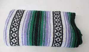 Vintage Mexican Blanket, Sarape, Throw, Rug, Lilac, Woven Stripes, Snuggle 63 - Picture 1 of 7